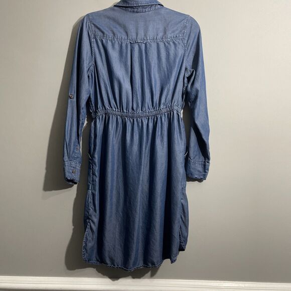 Time & True Women’s M Blue Chambray Long Sleeve Midi Dress Casual - Picture 11 of 16